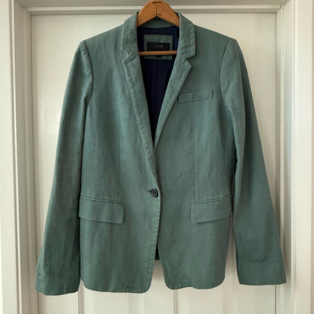 J.Crew Elegant Teal Linen Blazer